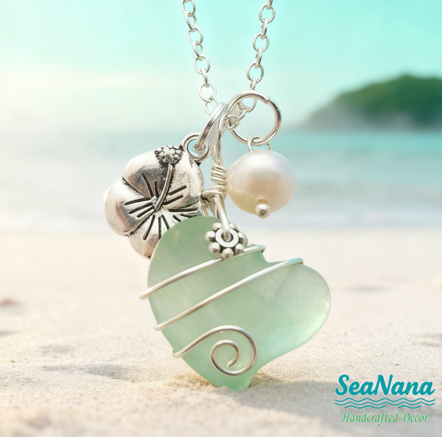 💖Handcrafted Heart Sea Glass Necklace