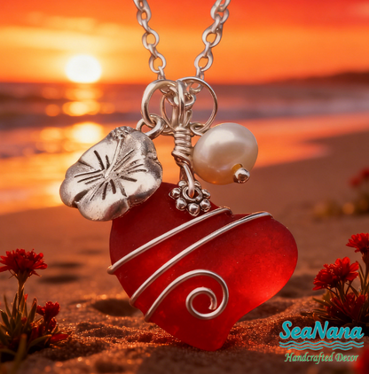💖Handcrafted Heart Sea Glass Necklace